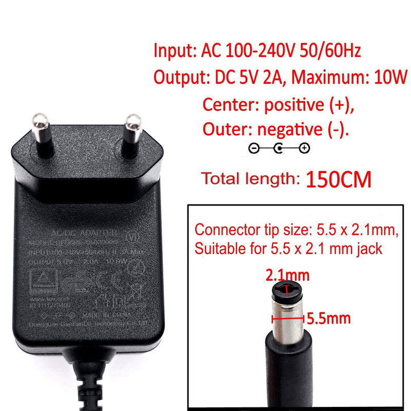 [Australia - AusPower] - JZK AC 100-240V to DC 5V 2A Power Supply Converter Transformer Charger with 8 DC Plug Adapters Replacement 5V 0.5A 500mA 1A 1.5A 2000mA for CCTV Cameras, LED Light Strips, TV Box 