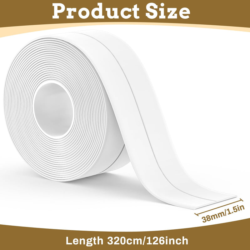 [Australia - AusPower] - Caulk Tape Waterproof Self Adhesive, 3 Rolls Toilet Caulk Sealant Tape,Bathtub Caulk Sealing Strip Tape for Kitchen,Bathroom Caulking Tape, Floor Wall Edge Protector(1.5" x 10.5Ft) 3Pcs-White 