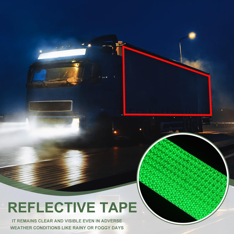 Reflective Tape PVC Strong Adhesive Safety Warning Reflector Tape, 10 Feet x 4 Inch Outdoor Waterproof Conspicuity Fit for Trailers Trucks Vehicles Bikes (Green) Green