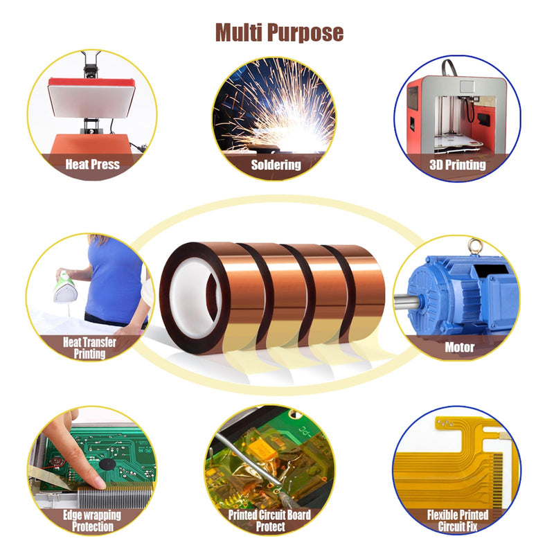 [Australia - AusPower] - 4 Rolls 20mm x16m(52FT) Heat Tape High Temperature Heat Resistant Tape Heat Transfer Tape for Heat Sublimation Press Vinyl,No Residue 