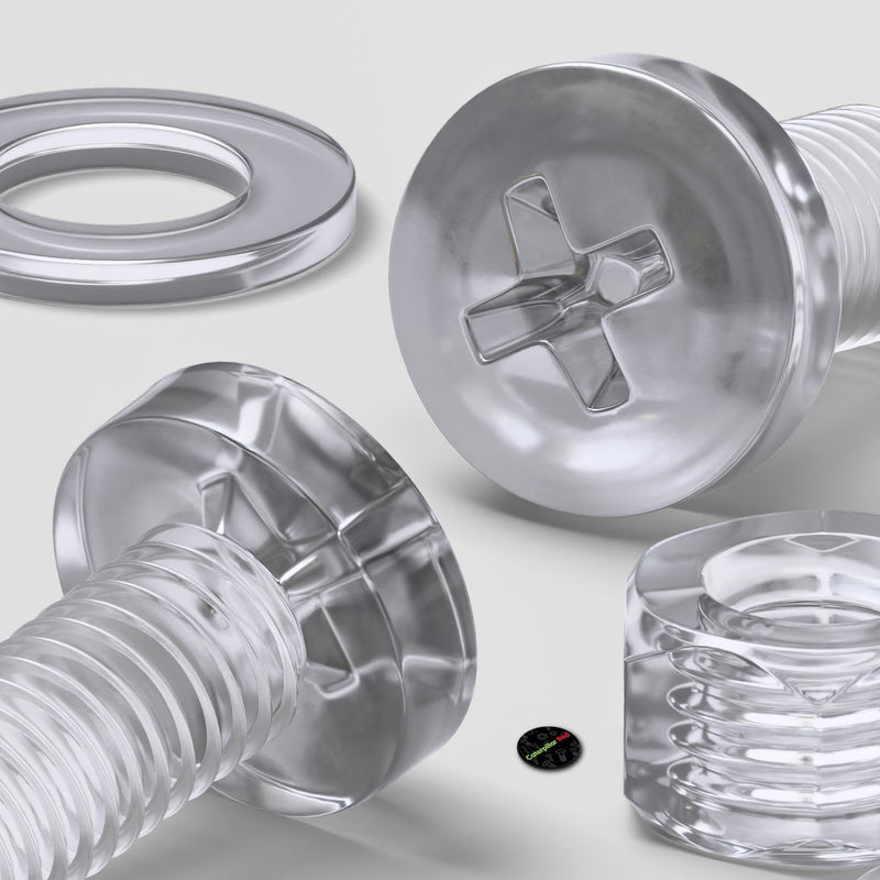 [Australia - AusPower] - 60 x Transparent Clear Plastic Acrylic M5 x 10mm Nuts & Bolts, Washers -Acrylic Plastic Screws, (13/64 x 25/64 in) 
