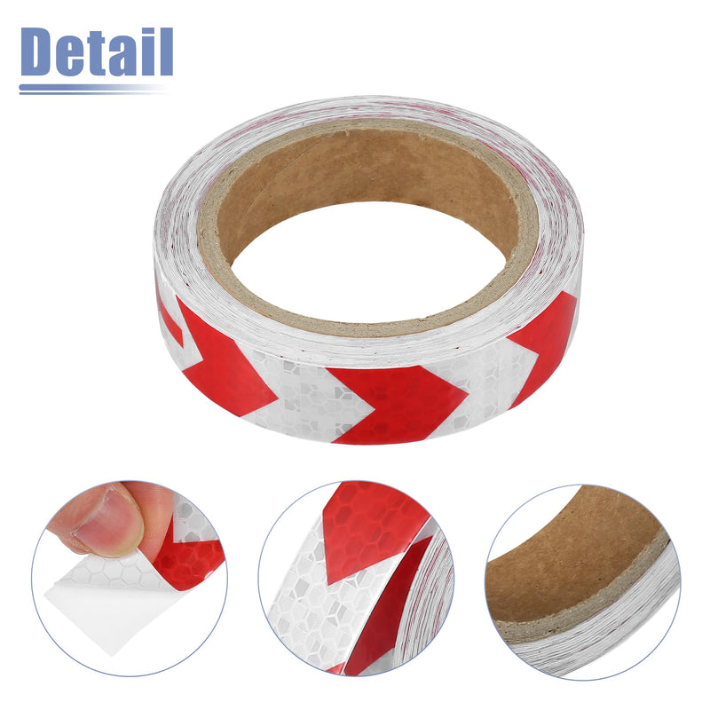 ACROPIX Universal 2.5cmx9m Red and White Arrow Car Reflective Stickers Reflective Tape Safety Warning Reflective Protector - Pack of 1