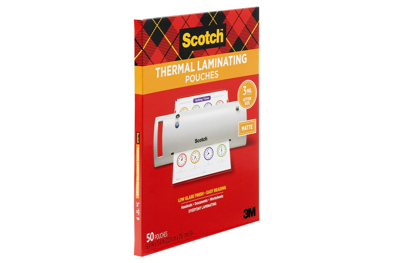 [Australia - AusPower] - Scotch Matte Thermal Laminating Pouches, Ultra Clear with Matte Finish, Letter Size 8.9 in x 11.4 in, 50-Pack 