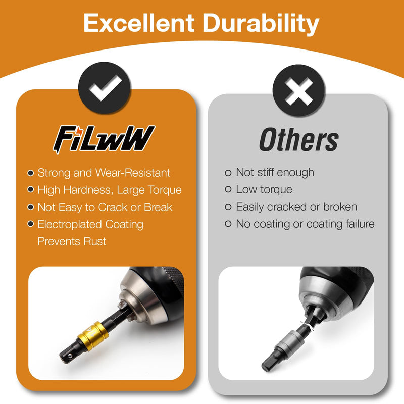 [Australia - AusPower] - 1/2-Inch Drive to 1/4-Inch Hex Drive Quick Change Adapter with Impact Grade Socket Adapter Set, Socket Adapter Converter Chuck Adapter for Impact Air and Electric Wrench 