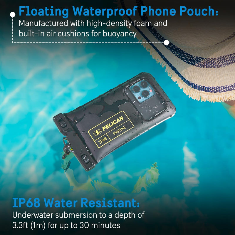 [Australia - AusPower] - Pelican 2 Pack Marine - IP68 Waterproof Phone Pouch (Regular Size)-Floating Waterproof Phone Case For iPhone 15 Pro Max/ 14 Pro Max/ 13 Pro Max/ 12/ S24 - Detachable Lanyard - Black / Hi-Vis Yellow 2 Pack - Black / Hi-Vis Yellow 