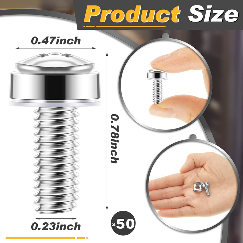 [Australia - AusPower] - M6 x 20 mm Rack Mount Cage Nuts, Screws and Washers for Rack Mount Server Cabinet Stainless Steel Silver Mounting Screws and Square Insert Nuts for Server Mounting Routers Shelves (50 Sets) 50 