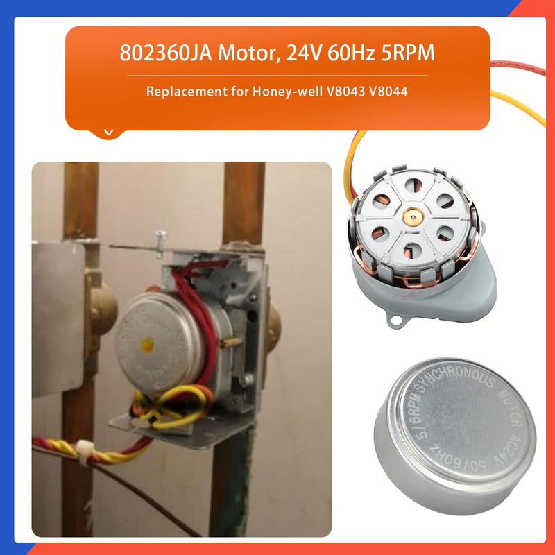 802360JA Motor 24V 5/6RPM Work Well with V8043/8044 Honey-Well Zone Valve-2Pack 2