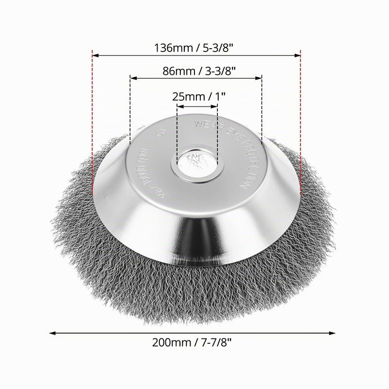 QWORK® Weed Brush, 200 x 25.4 mm Wild Herb Brush, Wire Brush for Grass Trimmer, Brush Cutter, Grass Trimmer