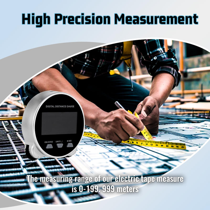 [Australia - AusPower] - Digital Measuring Wheel USB Rechargeable 652.8ft/199m High Precision Measurement with LCD Display Portable Smart Distance Measurer for Flat Curved Diameter Irregular Surfaces 