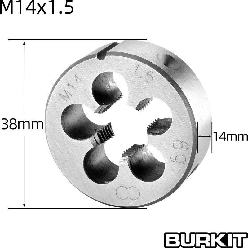[Australia - AusPower] - Burkit M14 X 1.5 Tap and Die Set, M14 x 1.5 Machine Thread Tap and Round Die Right Hand M14x1.5 