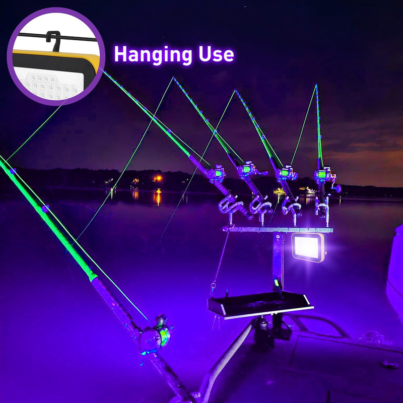 [Australia - AusPower] - Rechargeable LED Black Light, Battery Powered Portable Blacklight, 400nm LED Flood Light Black Lights, Neon Glow Party, Blacklight Catfishing, Halloween, Glow in The Dark Decoration 2 Pack 