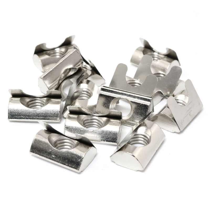[Australia - AusPower] - 12-Pack Roll in Spring M4 T Nuts,3030/4040 Series Universal with Spring Sheet,Carbon Steel Nickel-Plated for for 8mm Slot Aluminum Profile 