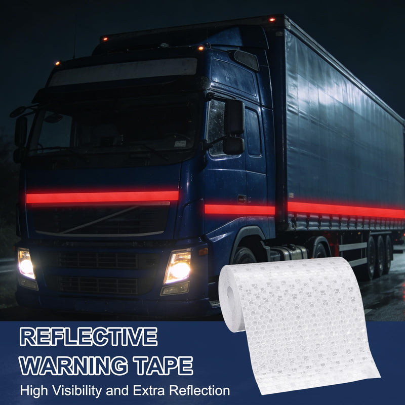 PATIKIL Reflective Tape, (16.4 ft x 3.94 Inch,Pure White) (1Set) Night Safety Sticker Adhesive Waterproof Warning Outdoor with Black Scraper, Suit for - Trailer/Trucks/Bike Pure White 16.4 Ft x 3.94 Inch
