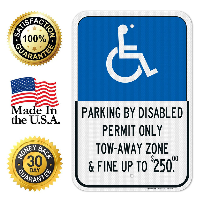 Florida Handicap Parking Sign, Parking by Permit Only, 12x18 Inches, 3M EGP Reflective .063 Aluminum, Fade Resistant, 12x18 Reflective