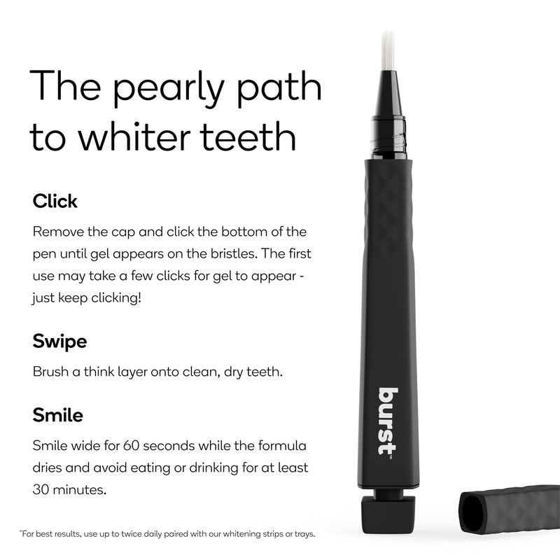 [Australia - AusPower] - Burst Precision Whitening Pen, 9% HP, 45 Whitening Treatments, Enamel Safe, Vegan, Paraben Free, Delicious Flavor, 1 Count Black 