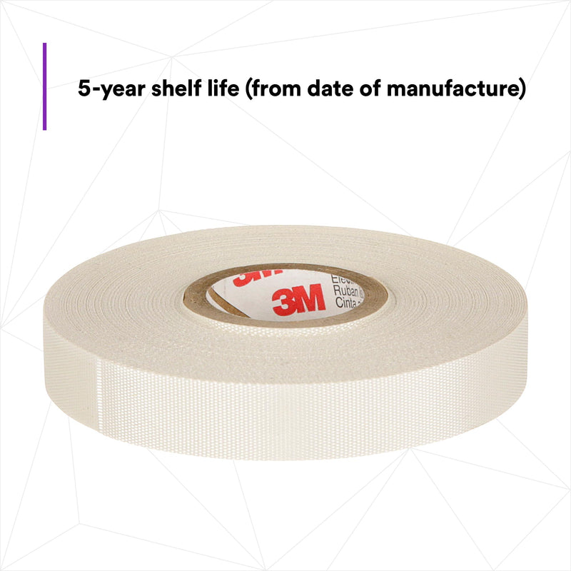3M Glass Cloth Electrical Tape 27, ½ in x 66 ft, 1 Roll, Non-Corrosive Adhesive, Pressure Sensitive, High Temperature, Corrosion Protection, 7-mil Woven 1/2 in x 66 ft