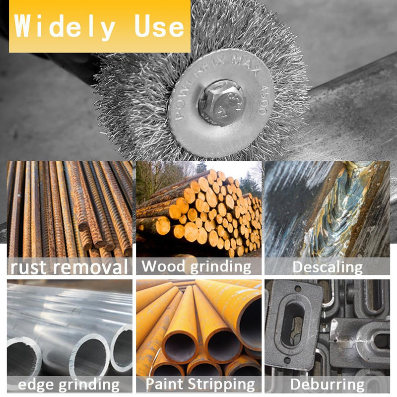 [Australia - AusPower] - Wire Brush for Drill Set 6 Pack, Wire Wheel for Drill with 1/4 Inch Hex Shank, Drill Wire Brush Set with 0.012 Inch Coarse Crimped Carbon Steel Wires for Removing Rust, Paint and Corrosion 