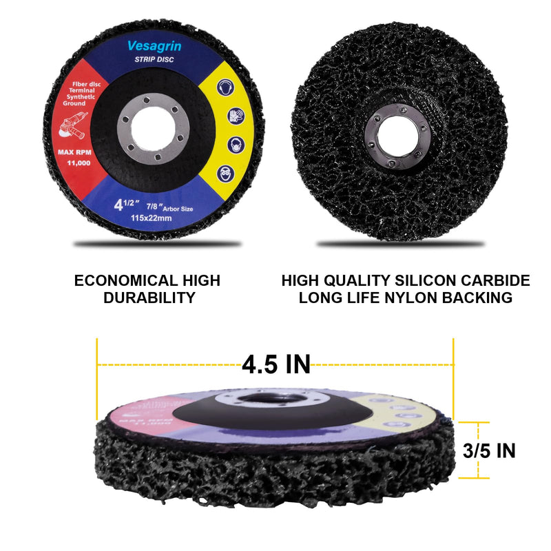10 Pack 4.5 inch Strip Discs for Angle Grinder, Wire Stripping Wheel Paint Remover for Metal Surfaces, Abrasive Wheels Grinding Discs for Rust Welds Oxidation (4-1/2" x 7/8") 10 PCS Purple
