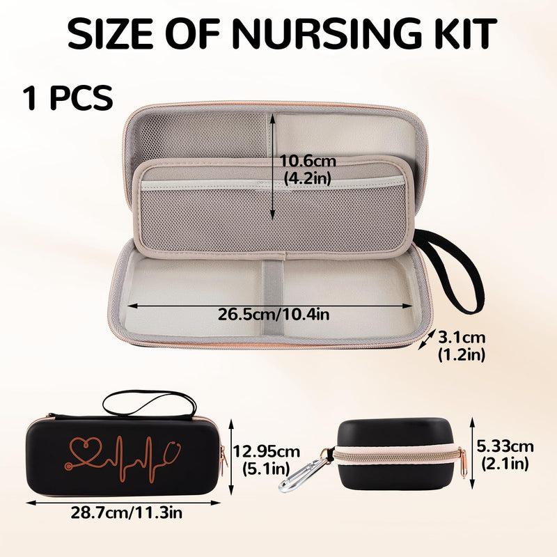 [Australia - AusPower] - Hard Stethoscope Case, Stethescope Case, Stethoscope Bag with 1 Pcs Label, Nursing Kit, Stethascope Case, Nurse Accessories for Work with Extra Mesh Pockets for Small Accessories, Black 
