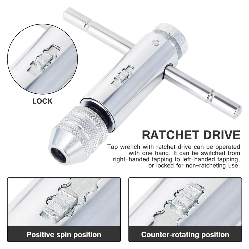 [Australia - AusPower] - Habwea 5 Piece Tap Set, M3 M4 M5 M6 M8 HSS Thread Milling T Handle Ratchet Tap Holder Key (Tap Wrench Set Golden) Tap Wrench Set-golden 