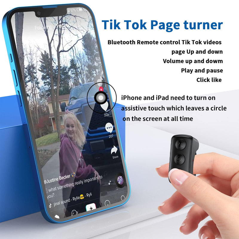 [Australia - AusPower] - TikTok Scrolling Ring Remote Control Kindle App Page Turner Bluetooth Camera Video Recording Remote TIK Tok Scrolling Ring for iPhone, iPad, iOS, Android (D01, Black) D01 