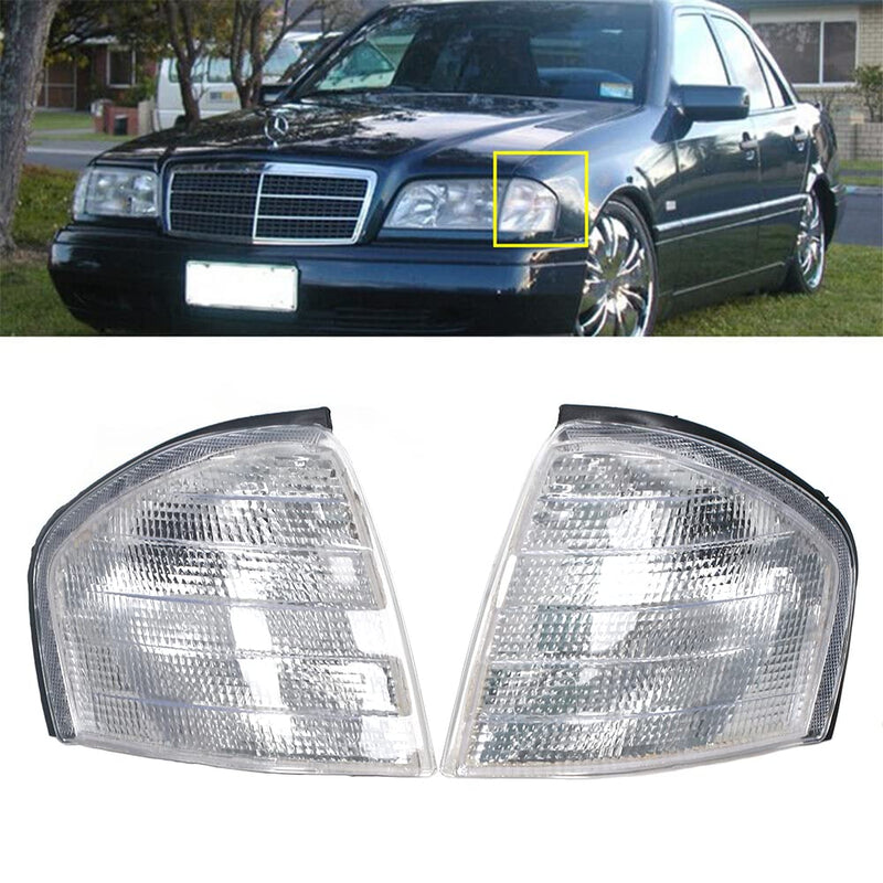 For Mercedes Benz C Class C220 1994-2000 Turn Signal Light Front Corner Fog Lights Lamp Left Right Pair