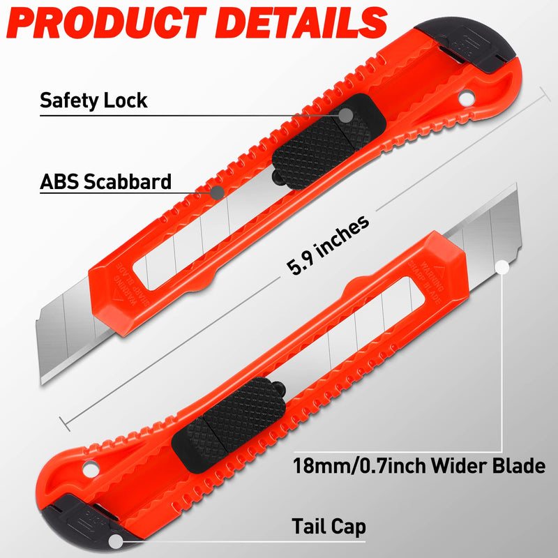 [Australia - AusPower] - DIYSELF 30 Pack Box Cutter Retractable, 18mm Box Knife, Utility Knife Retractable with Snap Off Blade, Boxes Cutter Knives for Cardboard, Art, Craft Red 