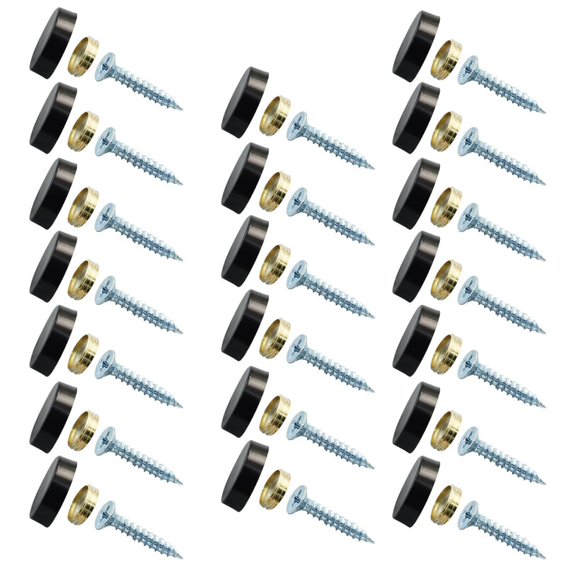 [Australia - AusPower] - 40 Sets Mirror Decorative Screws with Caps,16mm/0.63 inch Stainless Steel Screw Cover Caps Mirror Screws Fasteners for Mirrors, Tea Tables,Wardrobes and Other Glass Furnitures,Black Black 