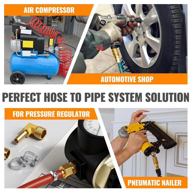 [Australia - AusPower] - SUNGATOR 1/4'' Female Hose Barb Fitting, 1/4 Inch Barb × 1/4 Inch NPT Female Brass Hose to Barb Adapter, Barbed 1/4'' Female NPT Hose Connector with 2 Hose Clamps (2 PCS) 1/4" Barb x 1/4" NPT Female 2 Pack 