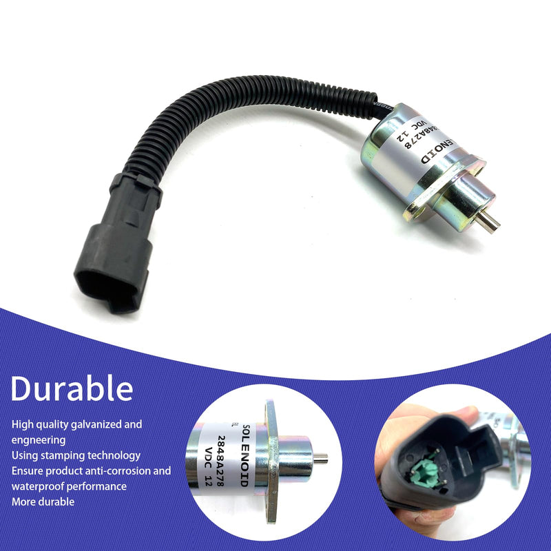 [Australia - AusPower] - 2848A278 Fuel Shut Off Solenoid 172-7209 3797073 173-1338 SA-4934-12 for Caterpillar Engine 3024C 3034 Perkins Hyster Engine UB704 Stop Solenoid 12VDC 