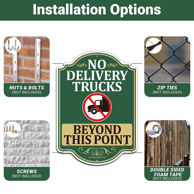2 Pack No Delivery Trucks Beyond This Point Signs, 14" x 10" Rust Free Aluminum No Delivery Trucks in Driveway Sign, Fade/Weather Resistant, UV Protected, Made to Last, Outdoor Use, Easy to Mount
