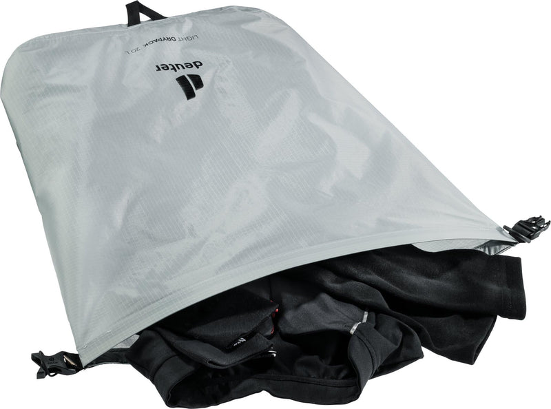 Deuter Light Drypack, Water-Resistant Ripstop Roll-Top Dry Pack Sack Keeps Gear Dry for Hiking, Trekking, Camping & Kayaking 20 L Tin