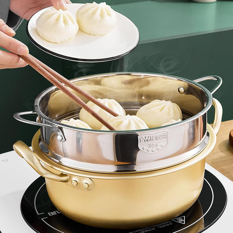 BinaryABC Stainless Steel Dumpling Steamer Basket for Pot,24cm Steamer Insert for Food Veggie Rice Noodle Roll (9.44INCH) 9.44INCH