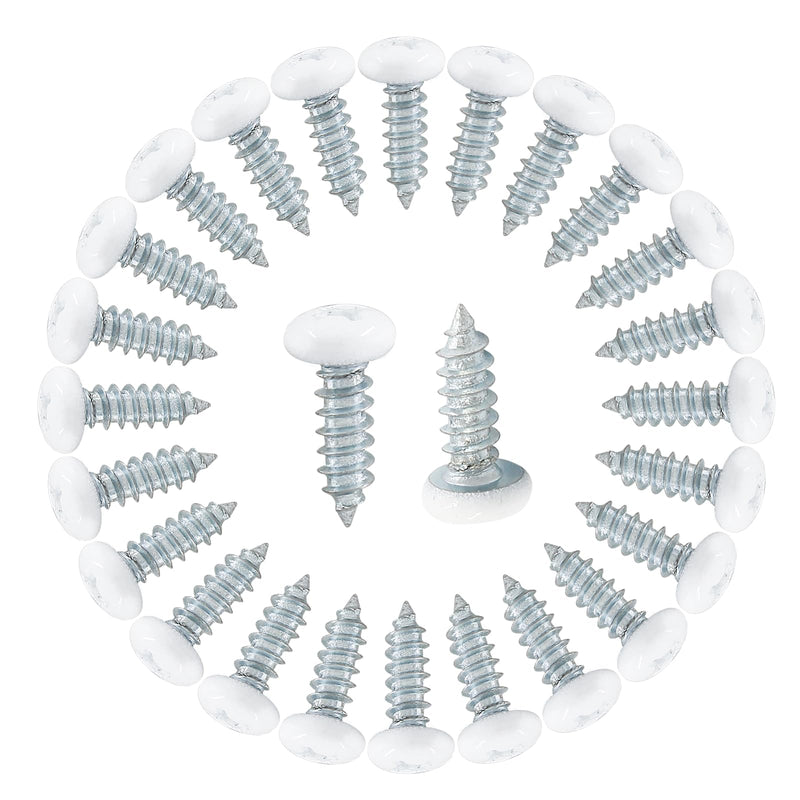 [Australia - AusPower] - 120Pcs White Screws #8 x 1/2", White Pan Head Screws Stainless Steel White Wood Screws Self-Tapping Screws Phillips Sheet Metal Screws 1/2”(12mm) 120 