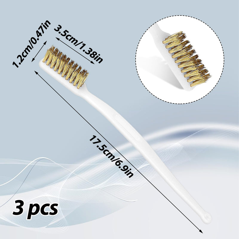 [Australia - AusPower] - 3 Pcs Copper Wire Brush Small Brass Brush 3D Printer Nozzle Cleaner Tool Copper Cleaning Toothbrush Masonry Brush Brass Brush Handle Hot End Cleaning Wire Bristle for Cleaning Welding Slag and Rust 