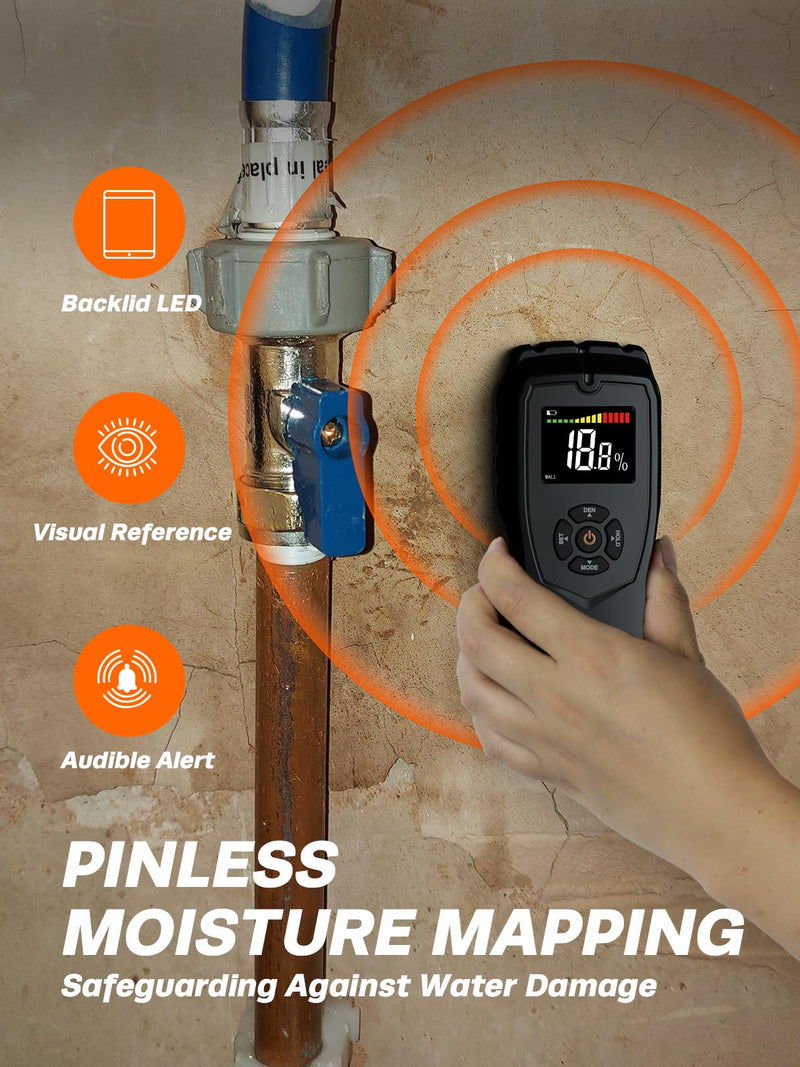 [Australia - AusPower] - Mecurate Pinless Wood Moisture Meter Moisture Detector for Walls, Drywall, Firewood and Building Material Dampness Inspection 