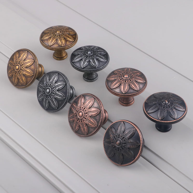10 Pack Antique Silver Cabinet Knobs,1.4" Round Solid Antique Kitchen Cabinet Hardware Handles for Cabinets and Drawers, Silver Drawer Pulls Dresser Knobs 10