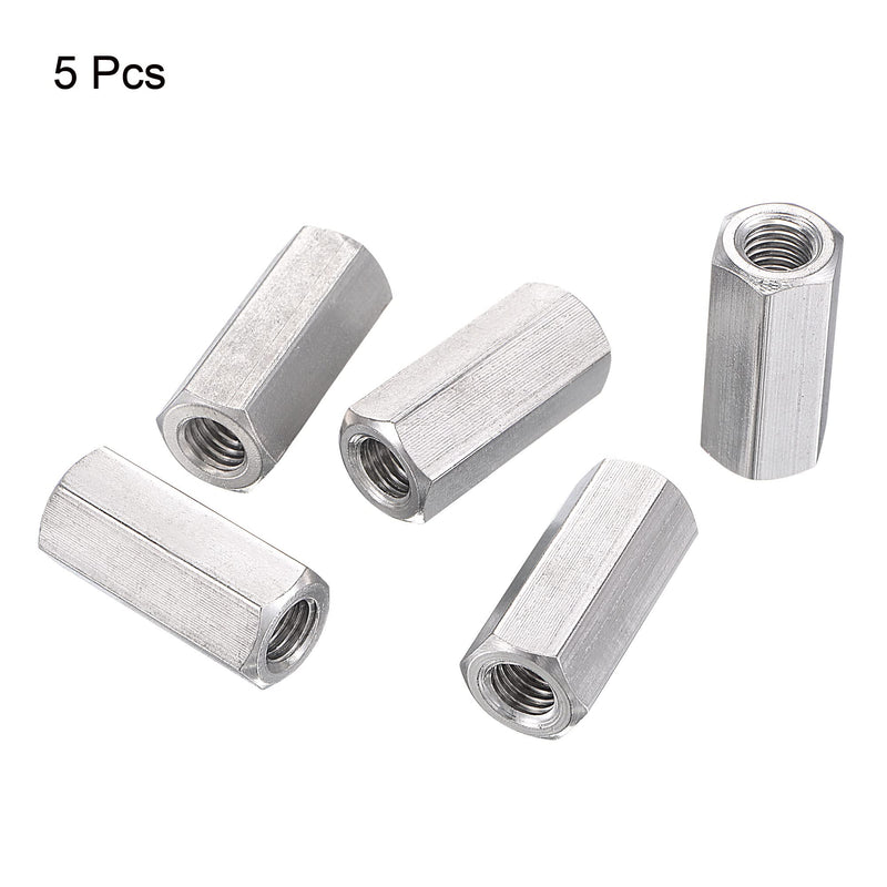 [Australia - AusPower] - uxcell M8 x 1.25-Pitch 30mm Length 304 Stainless Steel Metric Hex Coupling Nut, 5-Pack M8 x 30mm 