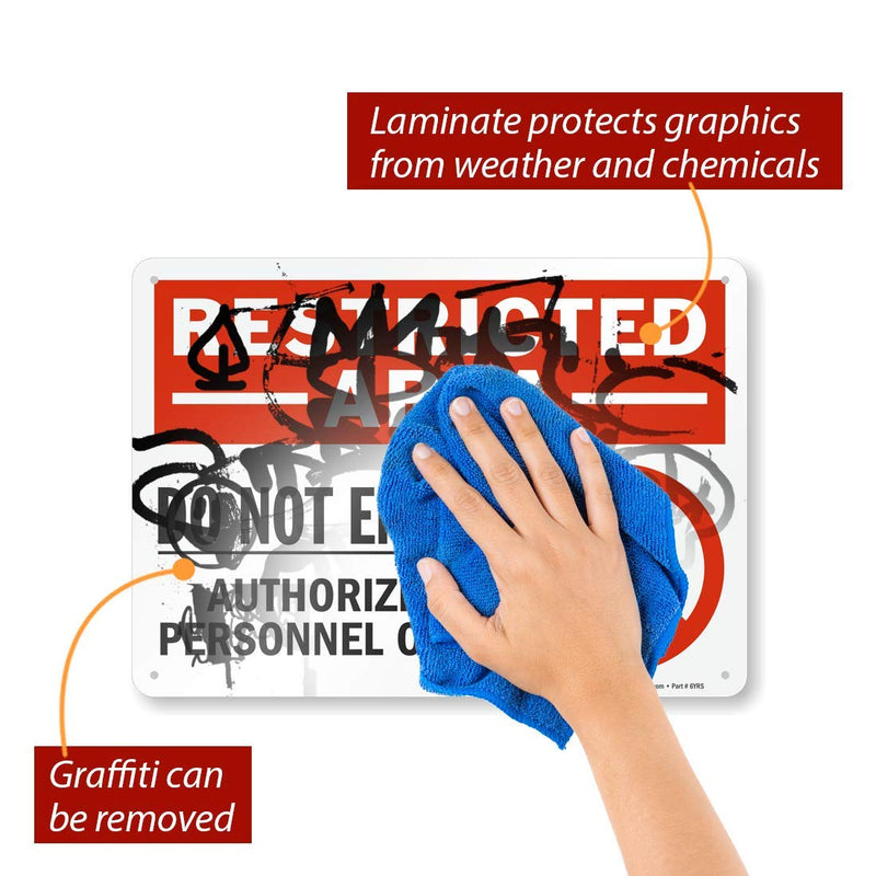 [Australia - AusPower] - SmartSign 10 x 14 inch “Restricted Area - Do Not Enter, Authorized Personnel Only” OSHA Metal Sign, 40 mil Laminated Rustproof Aluminum, Red, Black and White 10" x 14" 