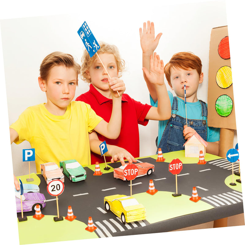 [Australia - AusPower] - NUOBESTY Mini Traffic Cones 50Pcs Miniature Traffic Cones Mini Traffic Signs Barricades Signs Traffic Scene Roadblock Toys Road Sign Models Kids Pretend Toys Christmas Toy Traffic Cones 