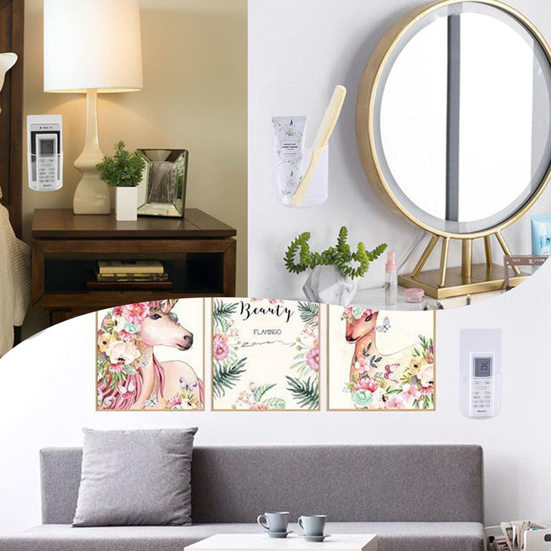 [Australia - AusPower] - Remote Control Holder Wall Mount Damage-Free (2 pack), Clear Media Organizer Storage Box, Table and Nightstand Convenient Remote Caddy 