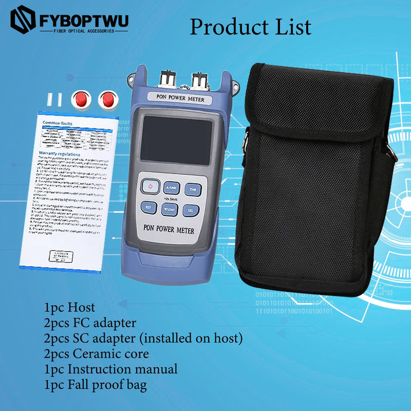 [Australia - AusPower] - Optical Fiber Cable UPC PON Power Meter Tester Tool ONT OLT Handheld PON Network Detection Online Fiber Tester with FC SC UPC Adapter SC-UPC 