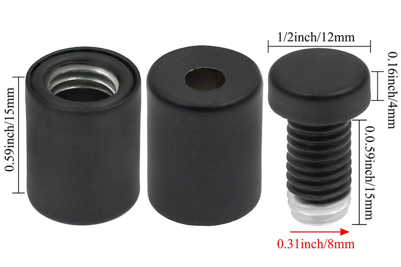 [Australia - AusPower] - Luomorgo 12 Pcs 1/2" x 0.78" Stainless Steel Standoff Screws, Wall Sign Standoff Mounting Hardware Advertising Glass Standoff Nail for Hanging Acrylic Picture Frame, Black Black, 12 Pcs 1/2" x 0.78" / 12mm x 20mm 