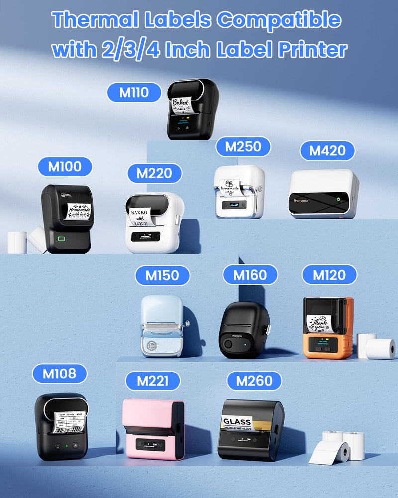 [Australia - AusPower] - Phomemo Sticker Labels 1.18" x 0.79" (30x20mm) 6 Rolls, for M110/M110S/M120/M200/M220 Printer - Black on White, for Small Business, Home, Office, 320 Labels/Roll 1.18" × 0.79" 