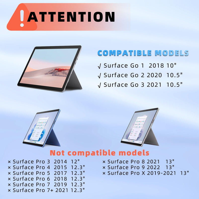 [Australia - AusPower] - Keyboard Case for Surface Go 3 / Surface Go 2 / Surface Go, 7 Color Backlight Magnetic Detachable Bluetooth Keyboard with Trackpad, Rechargeable Keyboard for Surface Go - Black Black Surface Go 3/2/1 Keyboard Case - Backlit 