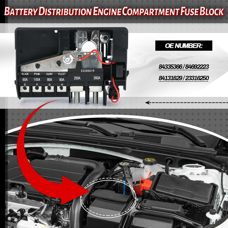 [Australia - AusPower] - Battery Distribution Engine Compartment Fuse Block Compatible with Chevrolet Malibu 1.5L and 2.0L 2016 2017 2018 2019 2020 2021 2022 Fuse Box Battery Terminal Replaces 84335366 84131629 