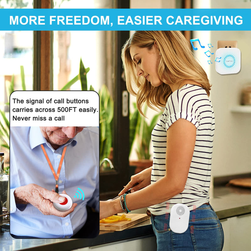 [Australia - AusPower] - CallToU Caregiver Pager Call Button elderlyWireless SOS Call Button Vibration Pager Nurse Calling Alert System for Home Elderly Disabled Patient 2 SOS Call Buttons/Transmitters 2 Receivers CCVP 2-2 
