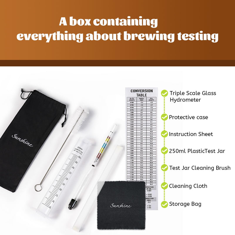 [Australia - AusPower] - Hydrometer Mead Wine Beer Brewing Ale Making Kombucha Kit,Alcohol Tester Accessories Moonshine Still Kit Complete for Home Test Equipment-Specific Gravity Abv Tester 