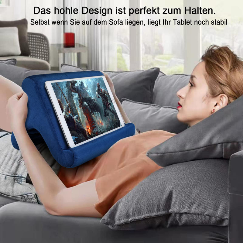 [Australia - AusPower] - Tablet Pillow Stand Holder Dock for Bed with 3 Viewing Angles , Compatible with all tablets ,Phones and iPad Pro 9.7, 10.5,12.9 Air Mini 4 3, Kindle, E-Reader and books(Navy) Navy 