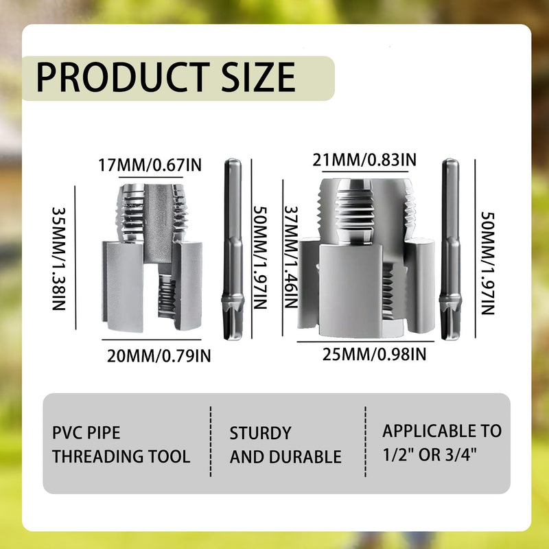[Australia - AusPower] - 2PCS Integrated Internal & External Pipe Threading Tool, Pipe Thread Cutting Tool for Electric Drill, Pipe Sizes Rethreading Tool (1/2"+3/4") 
